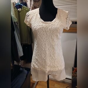 Maurices Cream Lace Blouse Sz XS